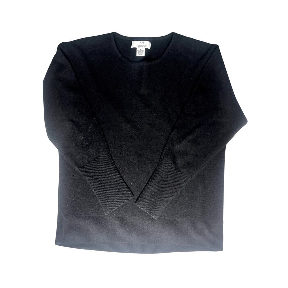Magaschoni 100% Cashmere Black Crew Neck Sweater Size Medium